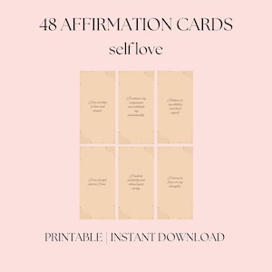 48 tarjetas de afirmación para imprimir / Tarjeta de amor propio / Tarjeta de manifestación / Tarjeta digital / Motivación diaria / Cita positiva para tablero de visión