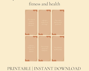 48 Affirmation Cards Printable | Fitness and Health | Manifestation Card | Digital Flash Card | Motivational Quotes | Positive Vision Board
