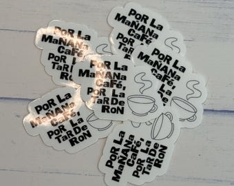 Por La Mañana Cafe Por La Tarde Ron Bad Bunny Dtmf Custom Sticker