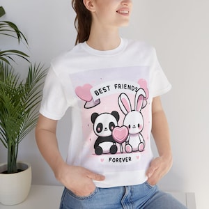 Best Friends Forever Tee, Cute Panda Bunny Tee, Friendship T-shirt, Kids Unisex Shirt, Matching Outfits, Gift for Friends