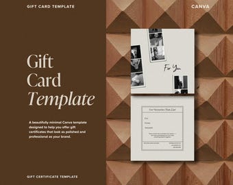 Canva Template Photography Gift Certificate, Minimalist Voucher (5x5 Printable)
