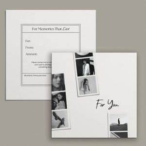 Modèle de chèque-cadeau Canva pour photographes Bon modifiable de 5 x 5, carte-cadeau photographie minimale, modèle de Studio Marketing, imprimable