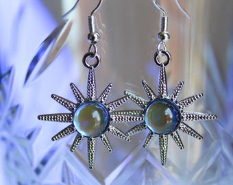 Brincos Cabochão Estrela Whimsigoth Celeste Centáurea Azul Fada Presente
