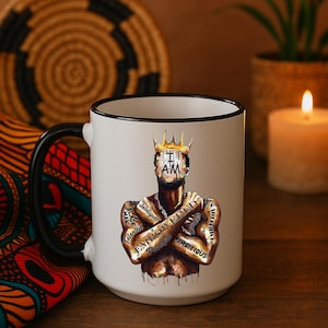 Black King Dad Mug,Empowered Black Father Gift,I Am Strong Talented Intelligent Leader,Father’s Day Mug for Black Men,african american dad