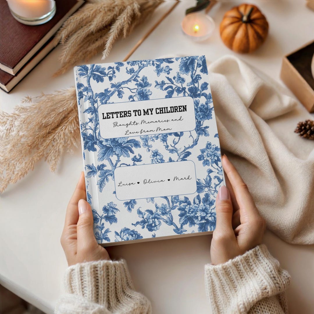 Letters to My Children Hardcover Journal | Blue Floral Toile Notebook ...