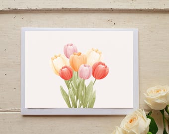 Printable Spring Tulip Greeting Card l Floral Digital Card