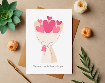 Printable Floral Greeting Card | Romantic Flowers Card | Aesthetic Love Card l Minimalist Digital Card