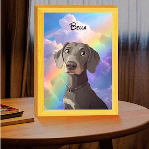 Verwandle dein Haustier in eine Cartoon | Custom Pet Light Portrait | Personalisiertes Haustier LED Bilderrahmen | Haustier Cartoon Porträt
