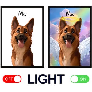 LED Painting zum Verlust eines Haustiers | Individuelles Hund Cartoon Lichtporträt zum Verlust eines Haustiers | Haustier Cartoon Porträt