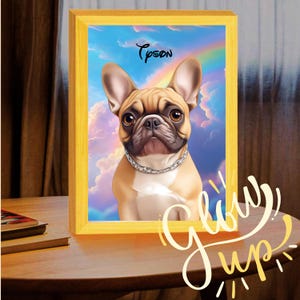 Cornice per foto LED personalizzata per animali domestici | Trasforma il tuo animale domestico in un cartone animato | Ritratto leggero per animali domestici personalizzato | Ritratto di cartone animato per animali domestici