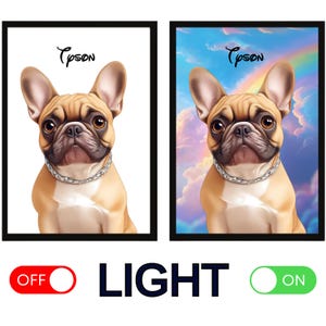 Custom Pet Light Portrait | Turn your pet into a cartoon | Personalized Pet LED Picture Frame | Pet Cartoon Portrait