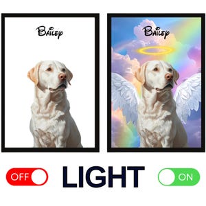 LED Painting zum Verlust eines Haustiers | Individuelles Hund Cartoon Lichtporträt zum Verlust eines Haustiers | Haustier Cartoon Porträt