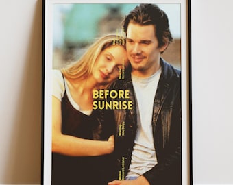 Filmaffisch med Ethan Hawke och Julie Delpy-konst, romantiktryck med Jesse Celine, indiefilmdekor, digital nedladdning