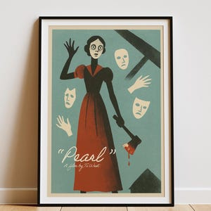 Pearl 2022 Film Poster, Mia Goth Kunstdruck, Ti West Horrorfilm Dekor, A24 Retro Slasher Kunstwerk, Digital Download