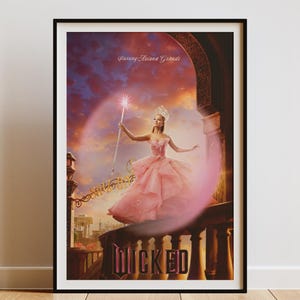 Wicked 2024 Movie Poster, Cynthia Erivo Ariana Grande Art, Elphaba Glinda Print, Musical Fantasy Decor, Digital Download