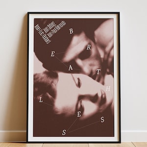 Breathless Movie Poster, Jean Luc Godard Print, French New Wave Art, Jean Paul Belmondo Wall Decor, Digital Download