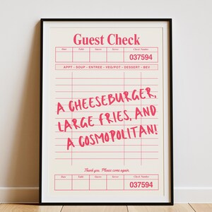Carrie Bradshaw "Cheeseburger Cosmopolitan" SATC-tryck: A3-poster med gästrutor (digital nedladdning) bild 3