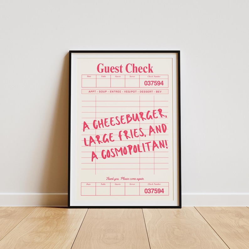 Carrie Bradshaw "Cheeseburger Cosmopolitan" SATC-tryck: A3-poster med gästrutor (digital nedladdning) bild 3