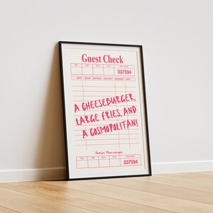 Carrie Bradshaw "Cheeseburger Cosmopolitan" SATC-tryck: A3-poster med gästrutor (digital nedladdning) bild 4