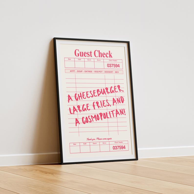 Carrie Bradshaw "Cheeseburger Cosmopolitan" SATC-tryck: A3-poster med gästrutor (digital nedladdning) bild 4