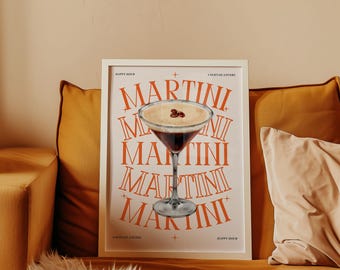 Vintage Espresso Martini Cocktail Print: Retro Bar Kitchen Wall Art