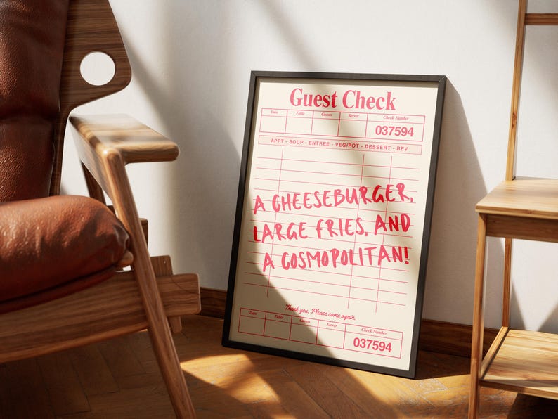 Carrie Bradshaw "Cheeseburger Cosmopolitan" SATC-tryck: A3-poster med gästrutor (digital nedladdning) bild 5