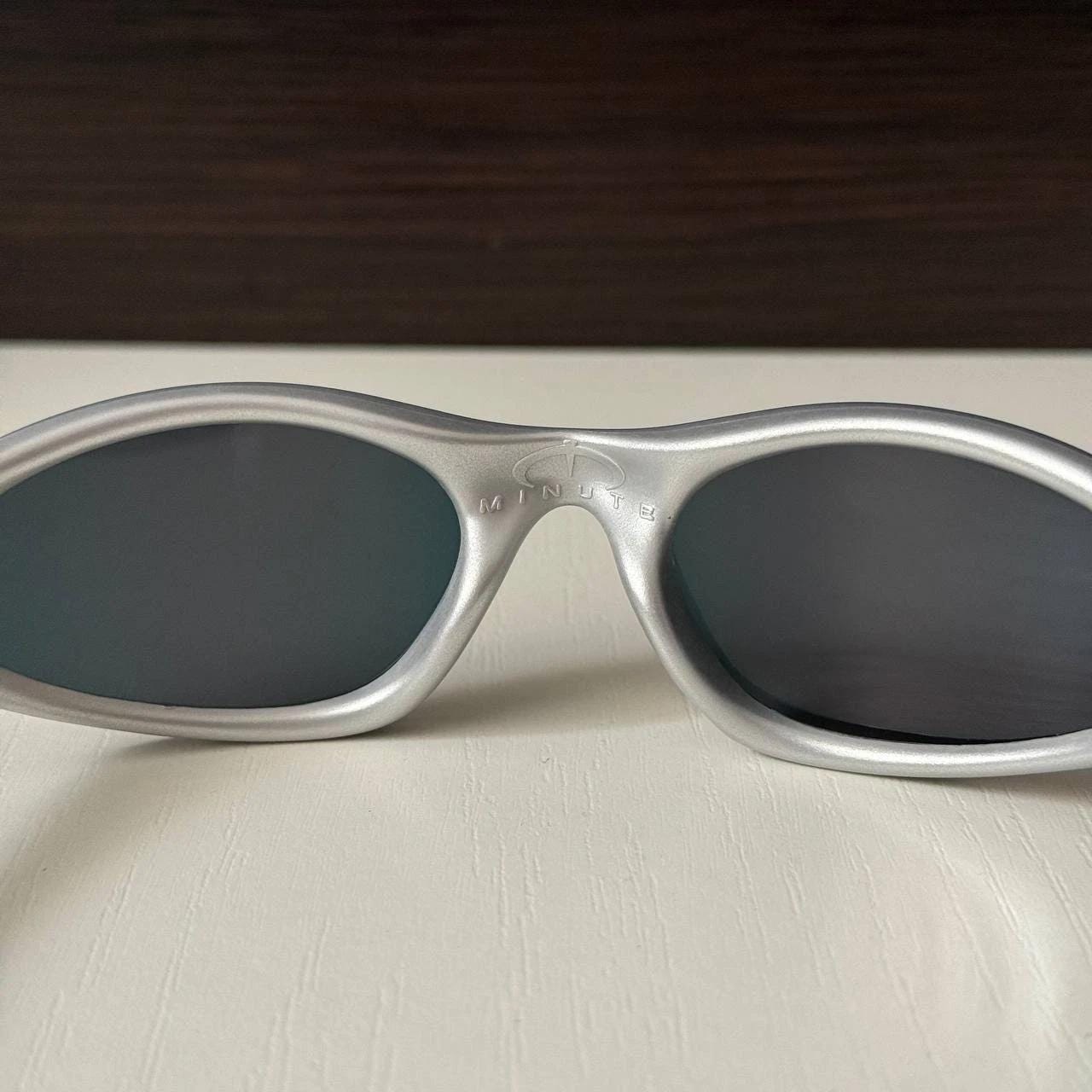 Oakley Minute 1.0 Silver Sunglasses: Red Iridium Lenses, Gorpcore
