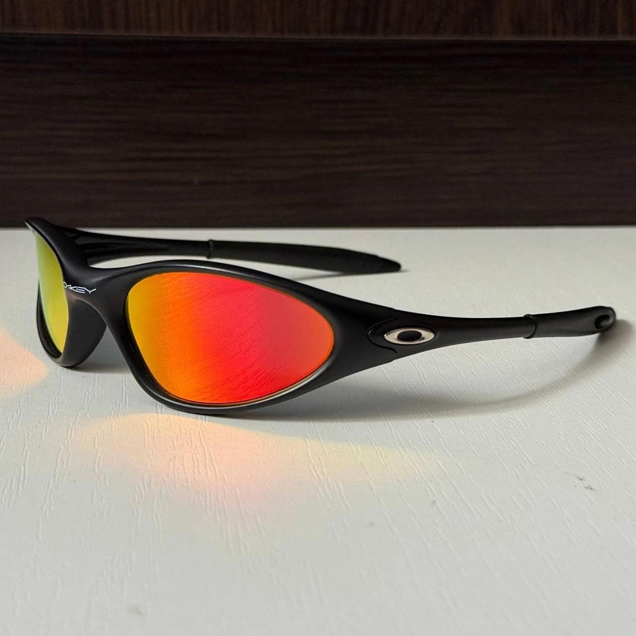 Oakley Minute 1.0 Black Sunglasses Red Iridium Lenses Gorpcore