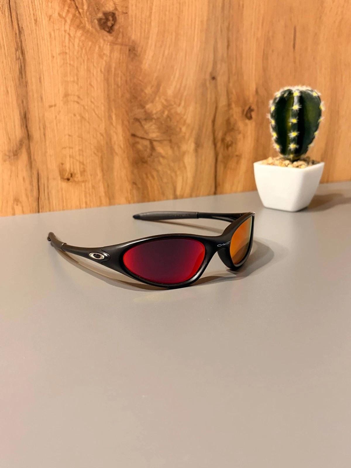 Oakley Minute 1.0 Black Sunglasses Red Iridium Lenses Gorpcore