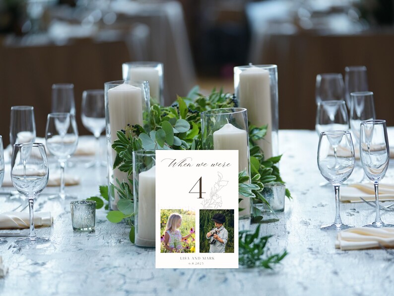 Photo Table Numbers Floral Theme for Wedding, Elegant When We Were Age ...
