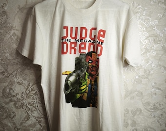 Vintage 90s Judge Dredd The Megazine Comic Book Promo T-Shirt Size M Single Stitch