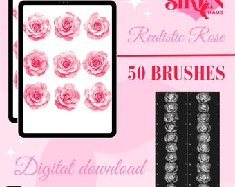 Procreate Brush Set | 50 Realistic Rose Stamps | SIRENHAUS - Etsy