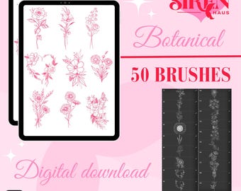 Procreate Brush Set | 50 Botanical Stamps | SIRENHAUS - Etsy