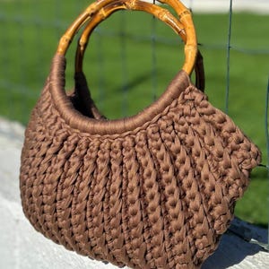 Bolso crochet, bolso de mano, día de la madre, bolso de ganchillo, bolso de mano, bolso con asas, bolso marrón, bolso pequeño, bolsa crochet