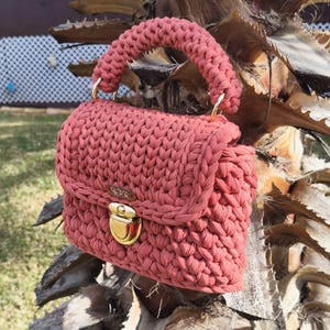 Bolso de crochet hecho a mano color marrón para fiestas, bolso de ganchillo, bolso de mano, accesorios, Onomástica, bolsa, saco crochet