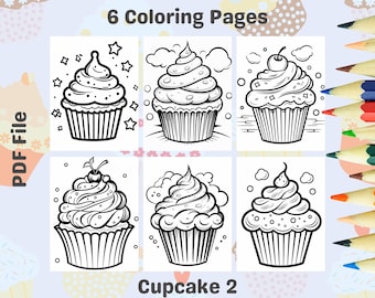 Printable Cupcake Coloring Pages – Dessert Designs for Kids (PDF)
