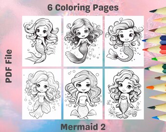 Mermaid Coloring Sheets – Easy Underwater-Themed Printables (PDF)