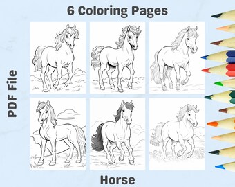 Horse Coloring Pages Printable – Easy Animal Designs for Kids (PDF)