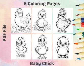 Baby Chick Coloring Pages Printable – Farm-Themed Pages – Animal Designs (PDF)