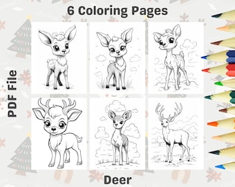 Baby Deer Coloring Pages Printable – Woodland Animal Designs – Forest-Themed (PDF)
