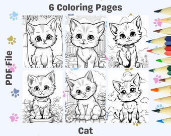 Printable Cat Coloring Pages – Simple Pet Designs for Kids (PDF)