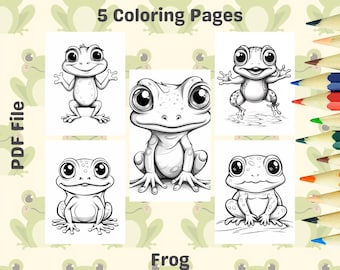 Printable Frog Coloring Pages – Easy Animal PDF Download