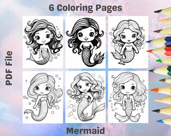 Printable Mermaid Coloring Pages – Ocean Fantasy Designs (PDF)