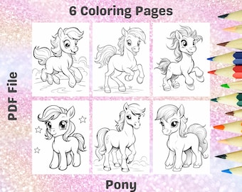 Pony Coloring Pages Printable – Easy Horse Designs for Kids (PDF)