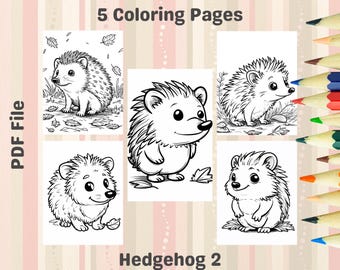 Hedgehog Coloring Sheets – Nature-Themed Printable Pages (PDF)