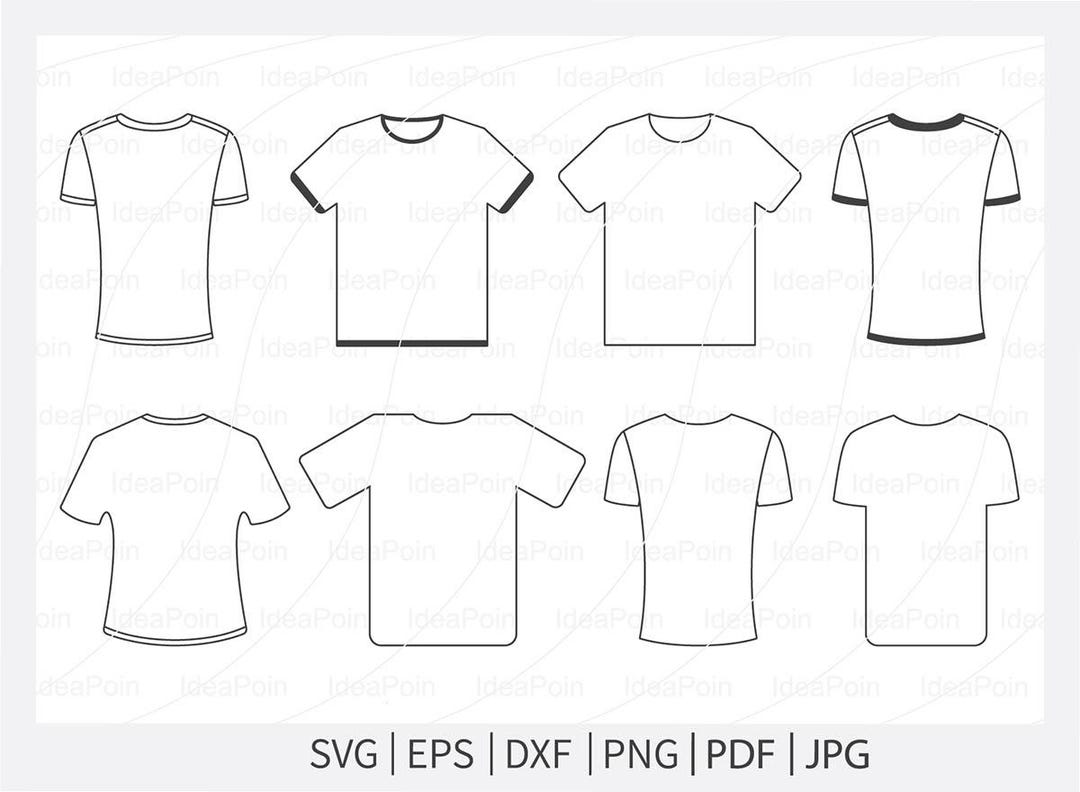 T shirt Outline SVG Bundle Vector Template digital Files Etsy