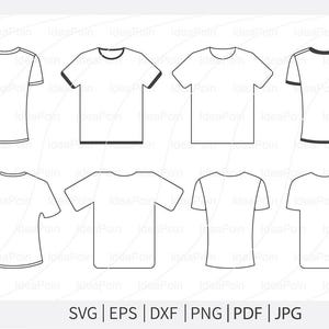 T-shirt Outline SVG, T-shirt Outline Bundle, T-Shirt Template SVG, T-shirt svg, T-shirt Outline Vector, T-shirt Files for Cricut