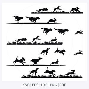 Rabbit Hunting SVG, Hound Dog Chasing Rabbit SVG, Hunting Dog svg, Rabbit Hunter with Beagles svg, Beagle Dogs svg File, Hunting Dog SVG,