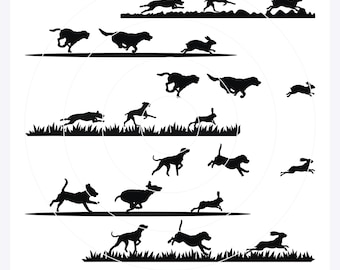 Rabbit Hunting Dog SVG, Beagle Chase Scene (Digital Files)