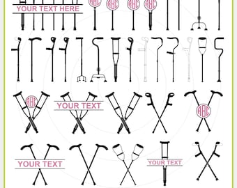 Crutches svg, Physical Therapy SVG, Crutches monogram, Crutches with Physical Therapy SVG, Crutches Silhouette, Walking Crutch Silhouette